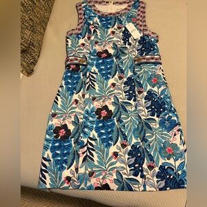 Lilly Pulitzer Breezy Aqua Best Fronds Forever Engineered Shift, NWT, Sz 12